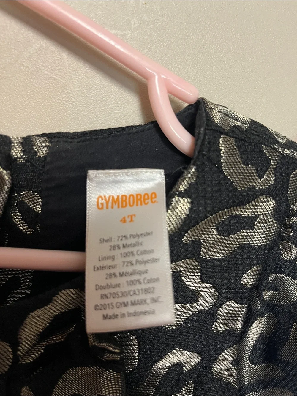 Gymboree Black Dress with Silver Leopard Metallic Print